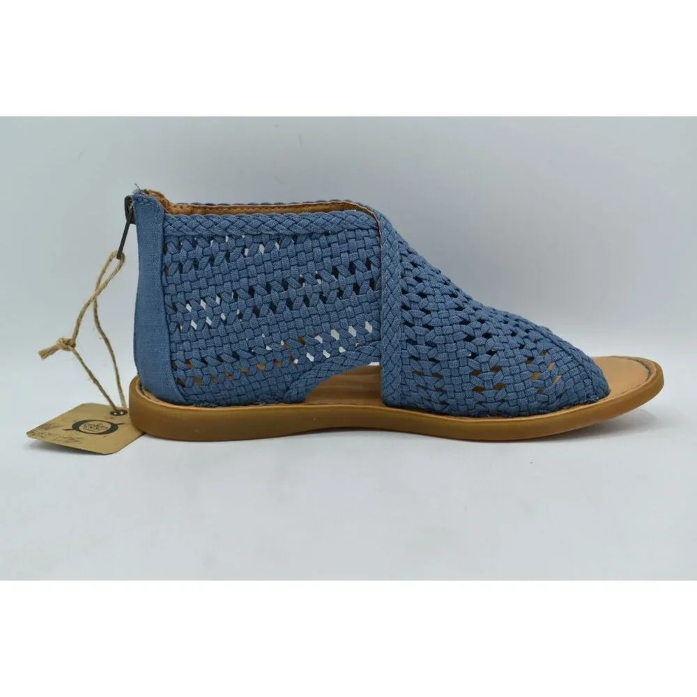 Born Womens Size 7 Iwa Mac Blue Zip Open Toe Sandals Shoes - Picture 10 of 13